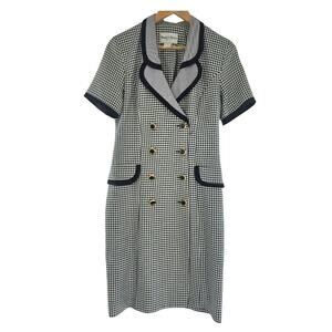 Danny & Nicole Women Vintage 90s Old Money Office Siren Houndstooth Midi Dress 6